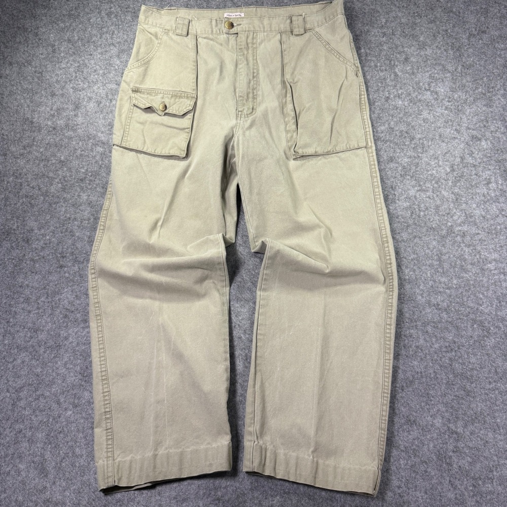 Vintage 1990 REI Cotton Canvas Cargo Pants Mens 36x30 Tan Outdoor Hiking Utility